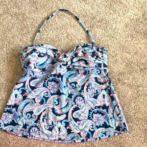 Blue paisley print swim top